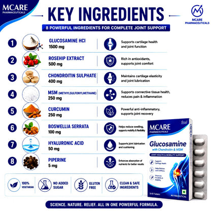 Mcare Glucosamine Tablets with Chondroitin & MSM  | Joint health