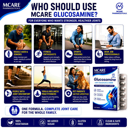 Mcare Glucosamine Tablets with Chondroitin & MSM  | Joint health